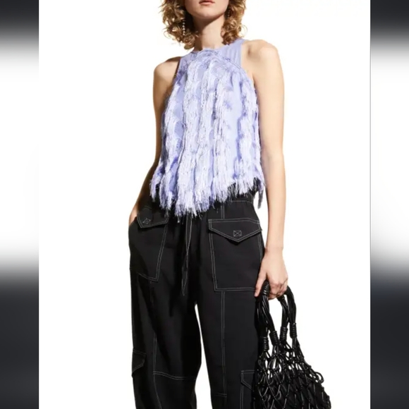 Ganni Purple Fringe Mesh Blouse - Picture 8 of 10